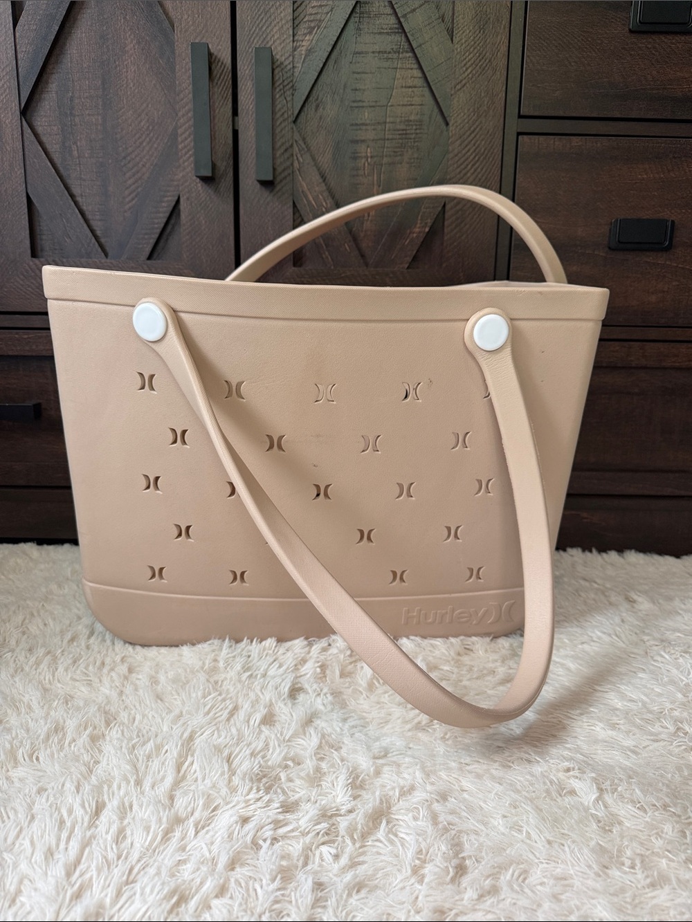 Hurley Nude Beige Tote with Perforated Logo